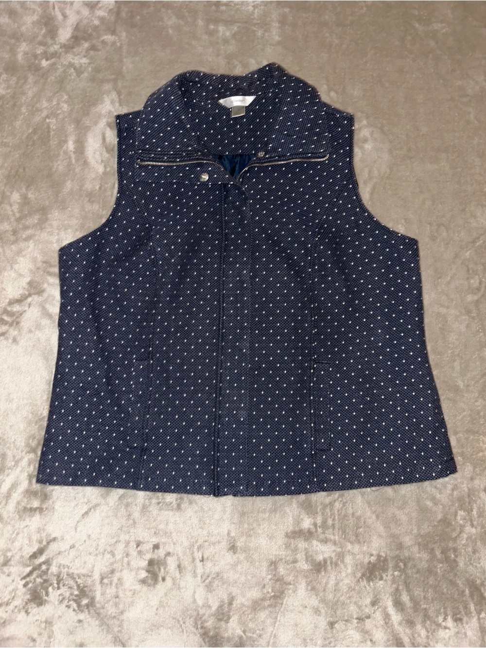 CJ Banks Navy Sleeveless Polka Dot Vest 1X